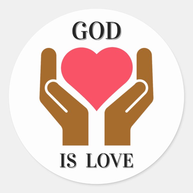 Adesivo Coração e Mãos Cristãs Deus é Amor  (Frente)