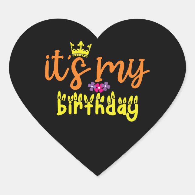 Adesivo Coração É Meu Aniversário (Frente)