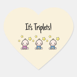 Adesivo Coração É Triplets, Bebês Triplet Personalizados