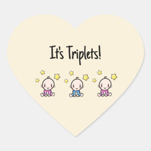 Adesivo Coração É Triplets, Bebês Triplet Personalizados