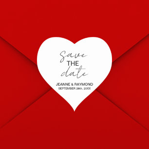 Adesivo Coração Editável Limpar Salve a data Anúncio de casamento