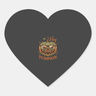 Adesivo Coração Ei Abóbora Óculos de Halloween Jack Lantern Bigode