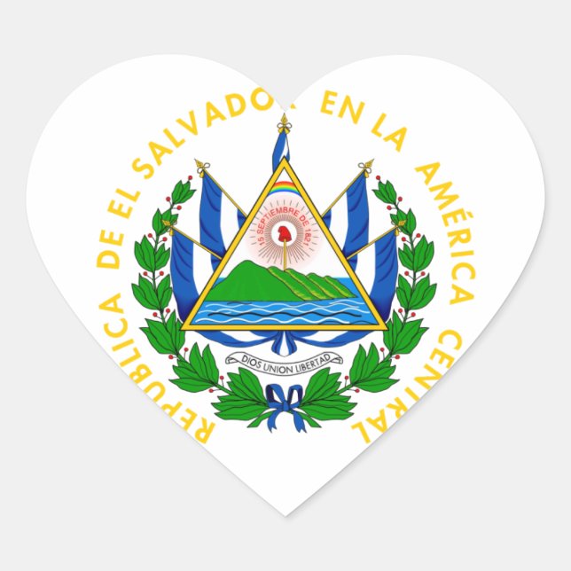 Adesivo Coração El Salvador - emblema/pavilhão/casaco de armas/sím (Frente)