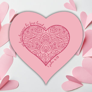 Adesivo Coração Ele Primeiro Nos Amava 1 John 4:19 Red Heart Chris