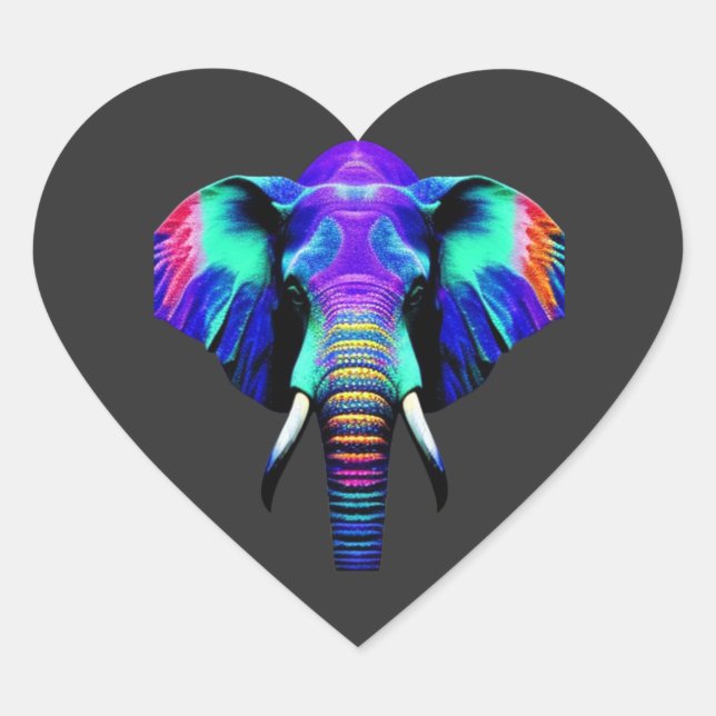 Adesivo Coração Elefante Vibrante (Frente)
