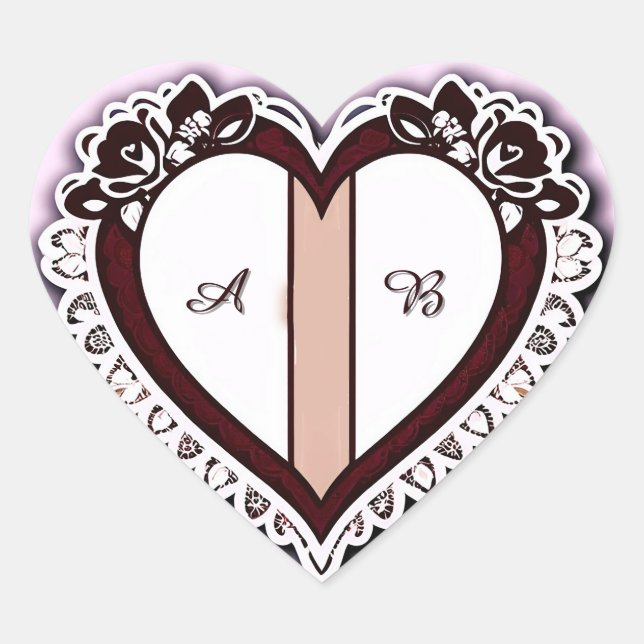 Adesivo Coração Elegant Heart Card With Red Roses (Frente)