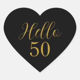 Adesivo Coração Elegante 50º Aniversário Preto Dourado