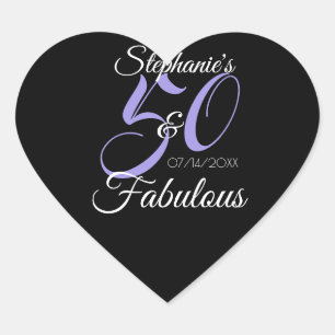 Adesivo Coração Elegante 50 e Fabuloso Relógio de Aniversário Pers