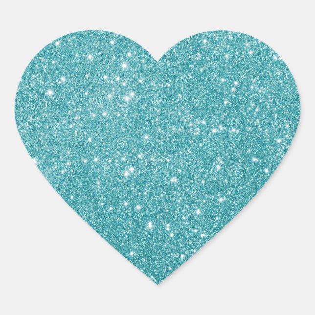 Adesivo Coração Elegante Aqua Glitter Heart Sticker (Frente)