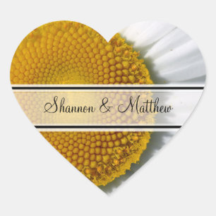 Adesivo Coração Elegante Daisy Wedding Stickers