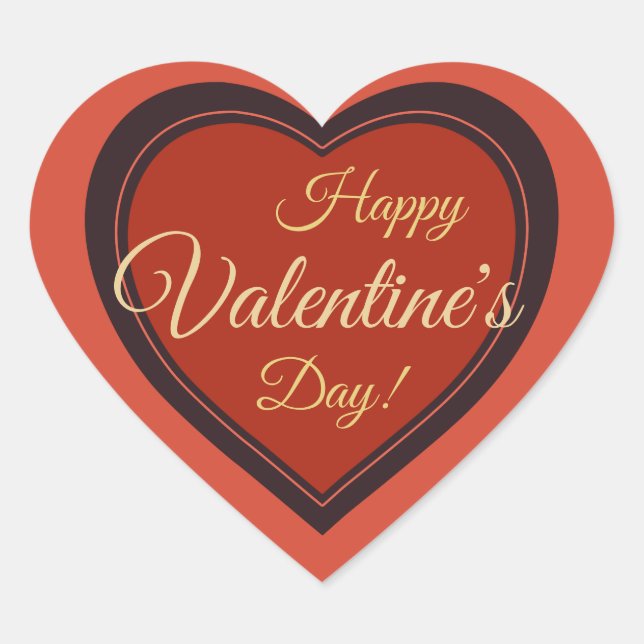 Adesivo Coração Elegante dia dos namorados retrô vermelho feriado  (Frente)