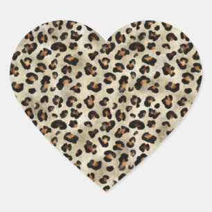 Adesivo Coração Elegante Estampa de Leopardo Impressão Animal Padr