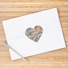 Adesivo Coração Elegante Gradiente Padrão de Renda Pastel