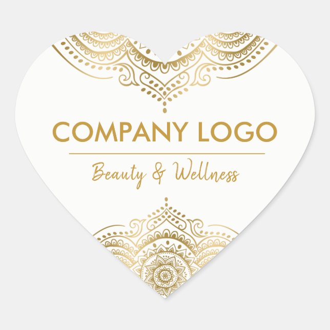 Adesivo Coração Elegante Lace de Ornamentado Dourado (Frente)