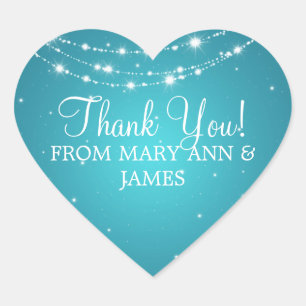 Adesivo Coração Elegante Obrigado Corrente Espelhada Azul