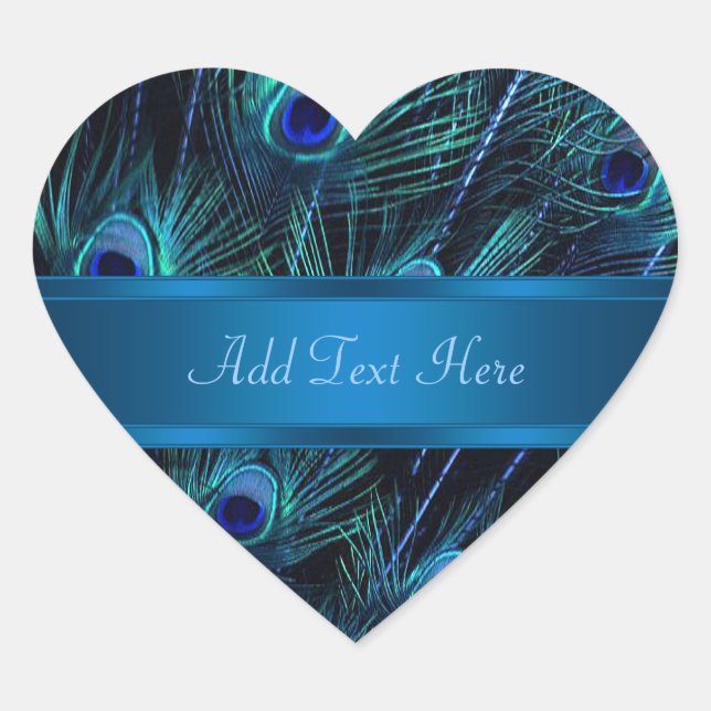 Adesivo Coração Elegante Pavão Azul Pavão-Pavão (Frente)