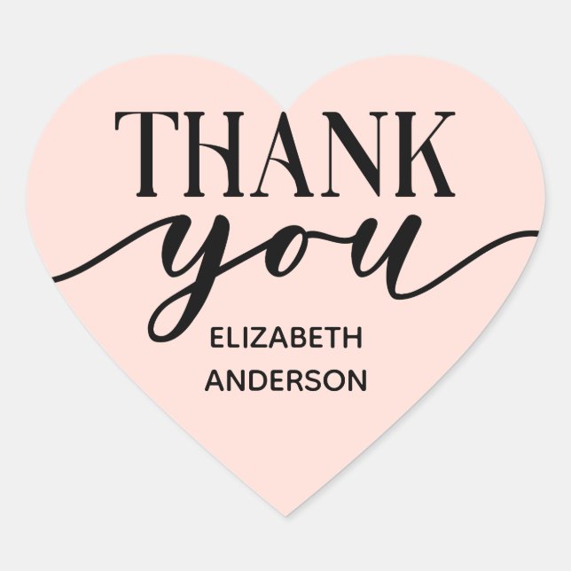 Adesivo Coração Elegante Preto Branco, Obrigado Cardíaco (Frente)