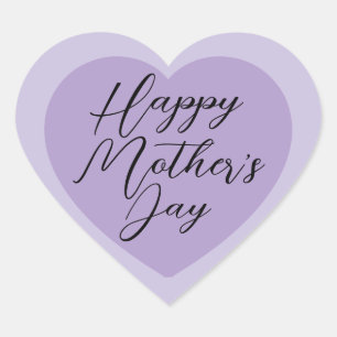 Adesivo Coração Elegante Roxo Feliz Dia das Mães