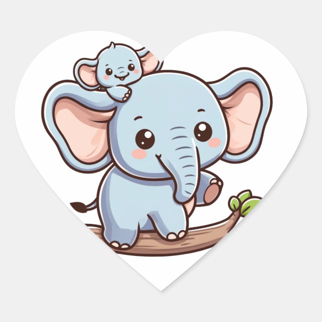 Adesivo Coração Elephant Cuddle Climb Sticker (Frente)