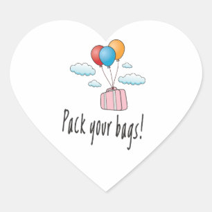 Adesivo Coração Embale suas bolsas e vamos de férias