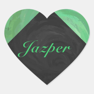 Adesivo Coração Emerald Cream e Monograma Negro