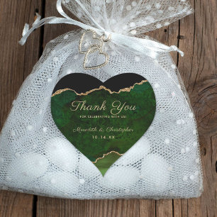 Adesivo Coração Emerald Green Dourado Agate Obrigado