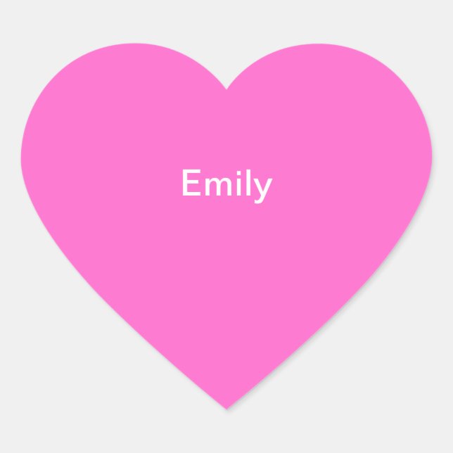 Adesivo Coração Emily Kids Name Sticker Personalizado Cor-de-Rosa  (Frente)