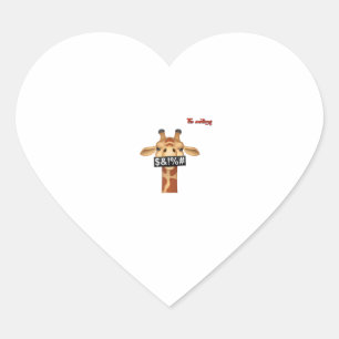 Adesivo Coração emoji insultando a cara de girafa zangada