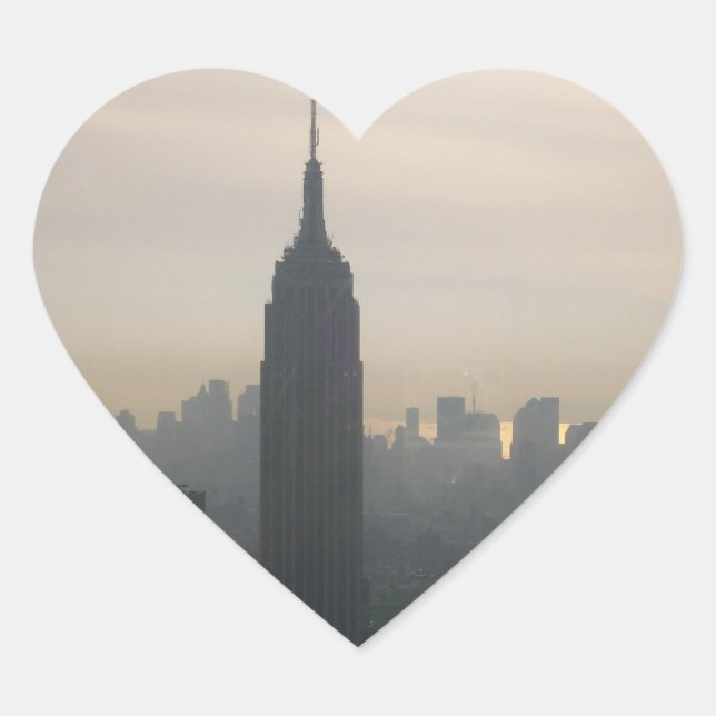 Adesivo Coração Empire State Building ao anoitecer (Frente)