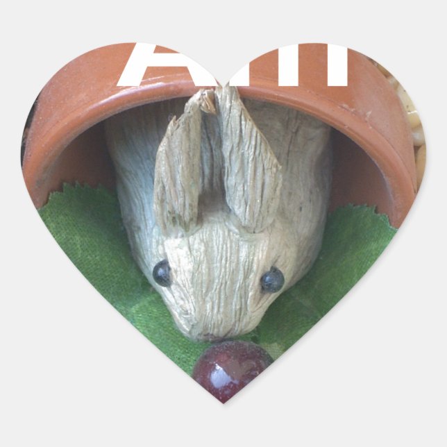 Adesivo Coração Encantamento de coelho bonito (Frente)