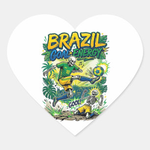 Adesivo Coração Energia do Gol do Brasil Esqueleto Atacante Nações