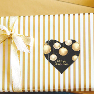 Adesivo Coração Enfeites de natal Dourados em preto