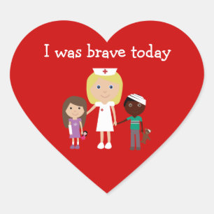 Adesivo Coração Enfermeira Bonita E Crianças Eu Fui Corajoso Hoje
