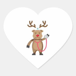 Adesivo Coração ENFERMEIRA REINDEER Engraçada Engraçada Enfermeira