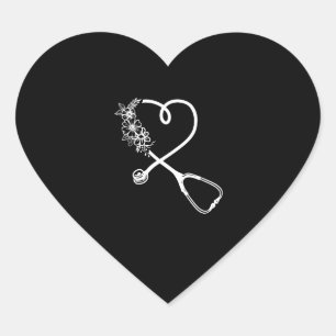 Adesivo Coração Enfermeiro Estetoscópio Flor