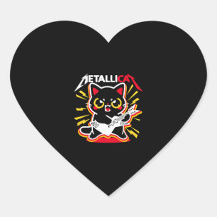 Adesivo Coração Engraçado Cat Rock 90 Meow Para Banda De Música De