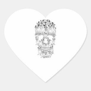 Adesivo Coração Engraçado Caveira Homens Mulheres Roupa do Cachor