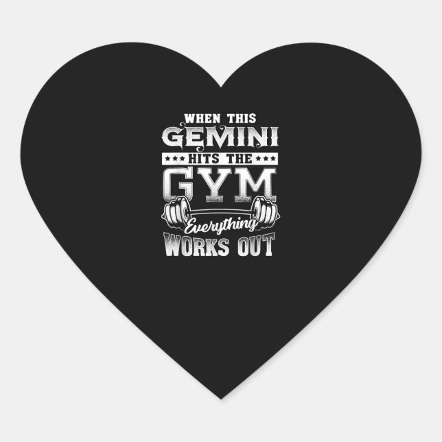 Adesivo Coração Engraçado Gemini Gym Workout Design (Frente)