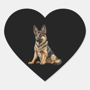 Adesivo Coração Engraçado German shepherd Cachorro Kawaii.