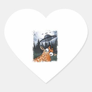Adesivo Coração Engraçado Giraffe UFO Zoo Animal Esquisito Memória
