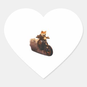 Adesivo Coração Engraçado, Shiba Inu, Motocicleta, Cachorro, Fanto