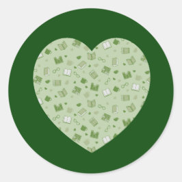 Adesivo Coração entre o Livro Verde e o Padrão de Leitura