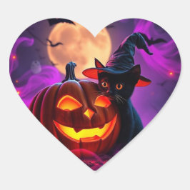 Adesivo Coração Epic Halloween Magic - Pumpkin brilhante e Gato Sp