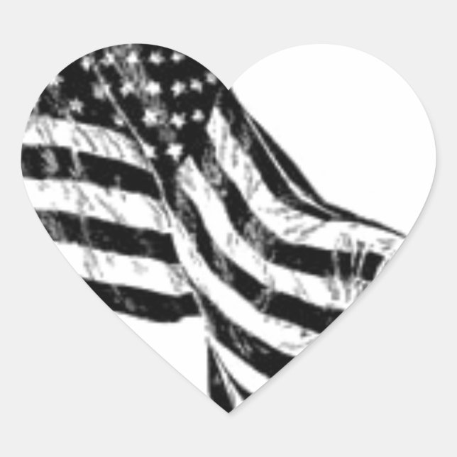 Adesivo Coração Esboço da Bandeira Americana (Frente)
