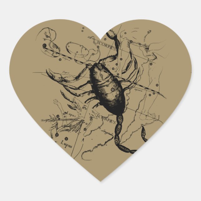 Adesivo Coração Escorpião Constelação Hevelius cerca de 1690 Vinta (Frente)