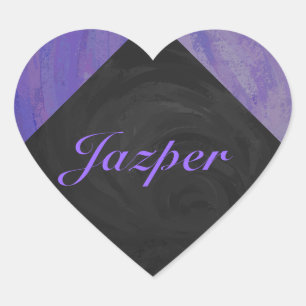 Adesivo Coração Esfregaço de mirtilo e monograma preto