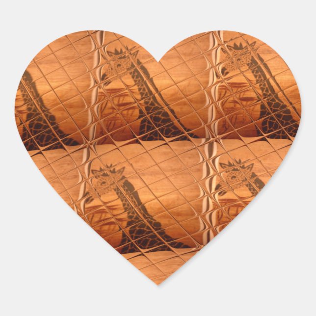 Adesivo Coração Espelho Africano Tradicional: Girafa Tecida (Frente)