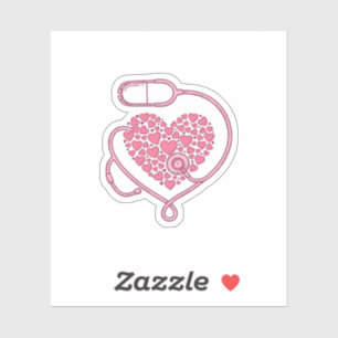 Adesivo Coração Estetoscópio Amor Médico Desenho de Camisa