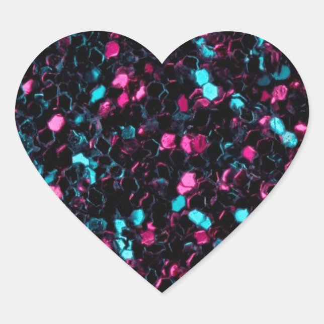 Adesivo Coração Estilhadoras de brilho do mosaico azul-cintilante (Frente)