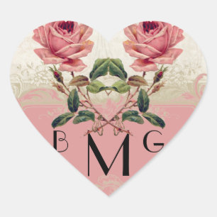 Adesivo Coração Estilo Barroco Vintage Rosa